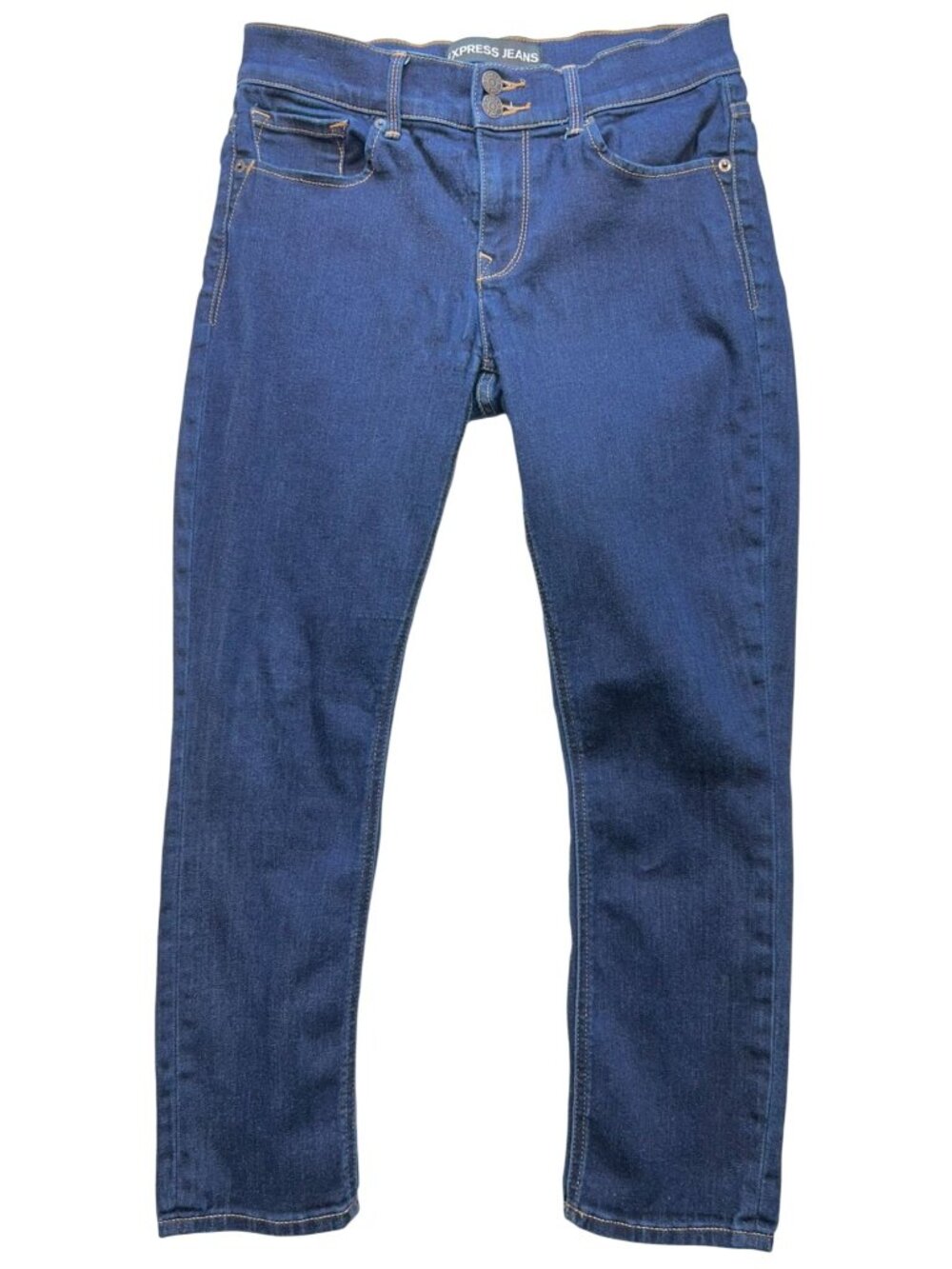 Express Jeans Women's Mia Mid Rise Cropped Legging Stretch Denim Size 6 Blue